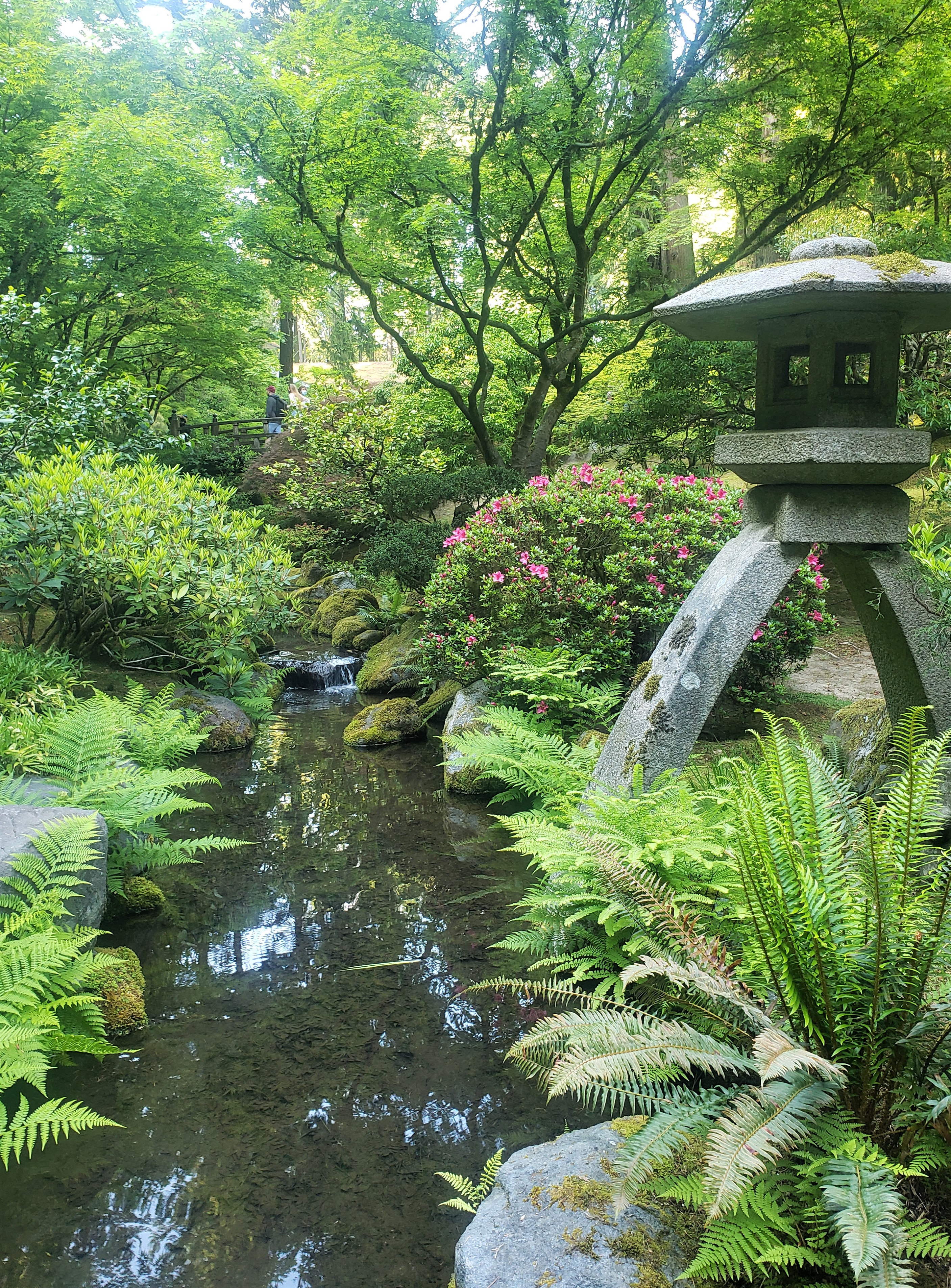 Two footed stone lantern in the Japanese garden