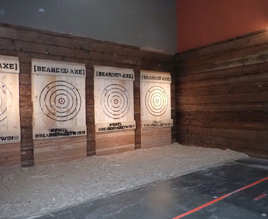 Targets in the event room at the Bearded Axe.