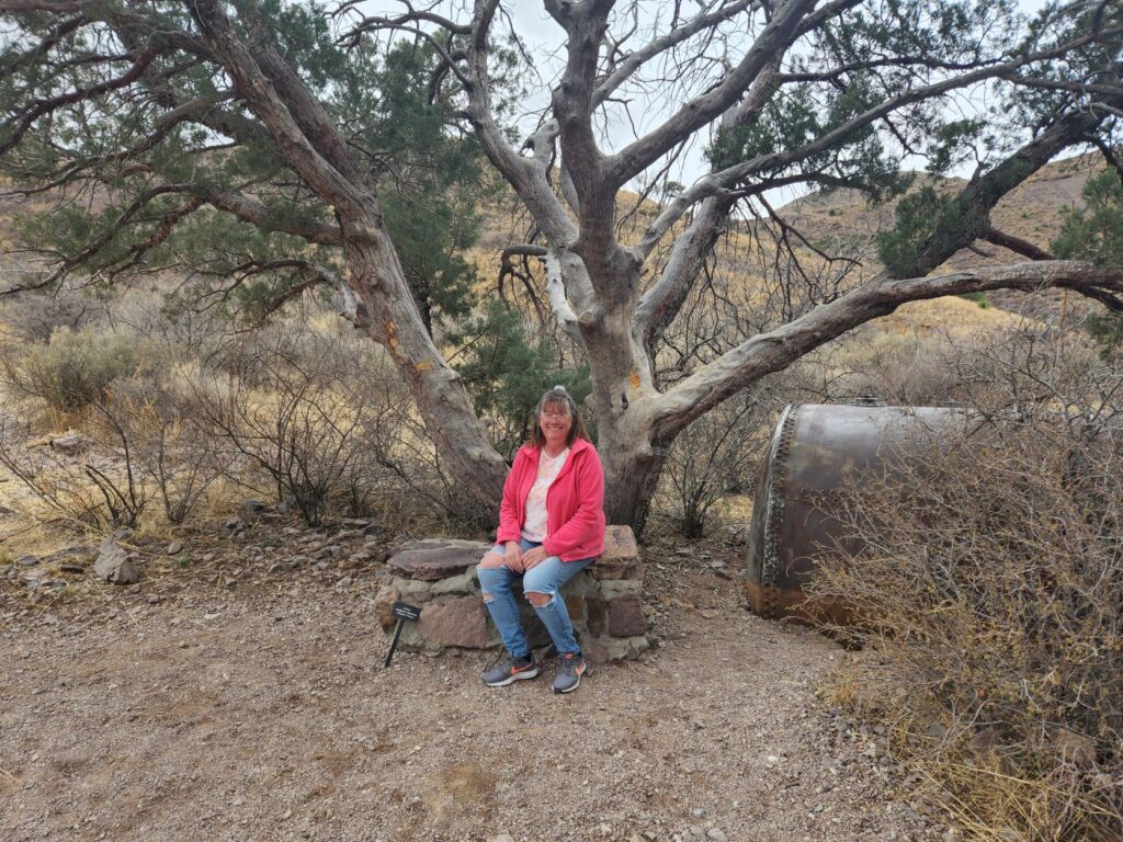 Sitting on a bench along the Dripping Springs trail