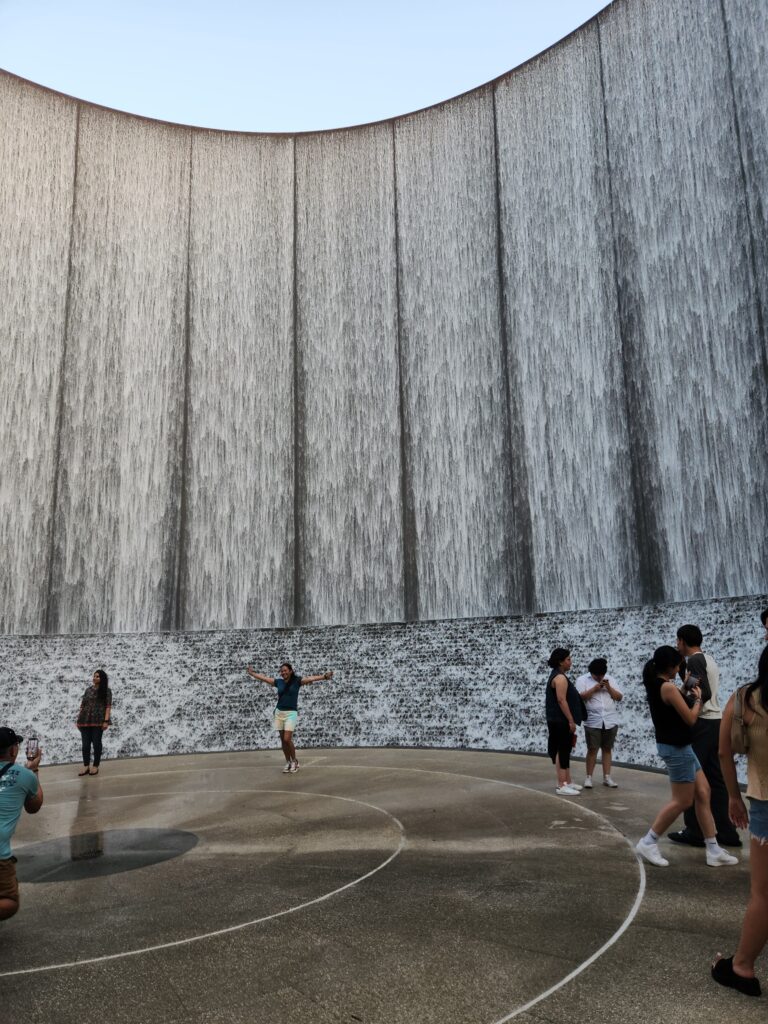 Inside Waterwall Fountain in Houston