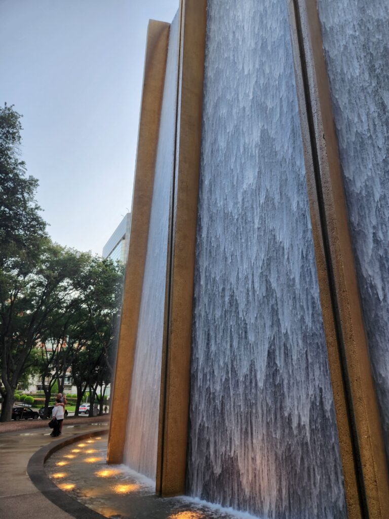 Behind Waterwall Fountain in Houston